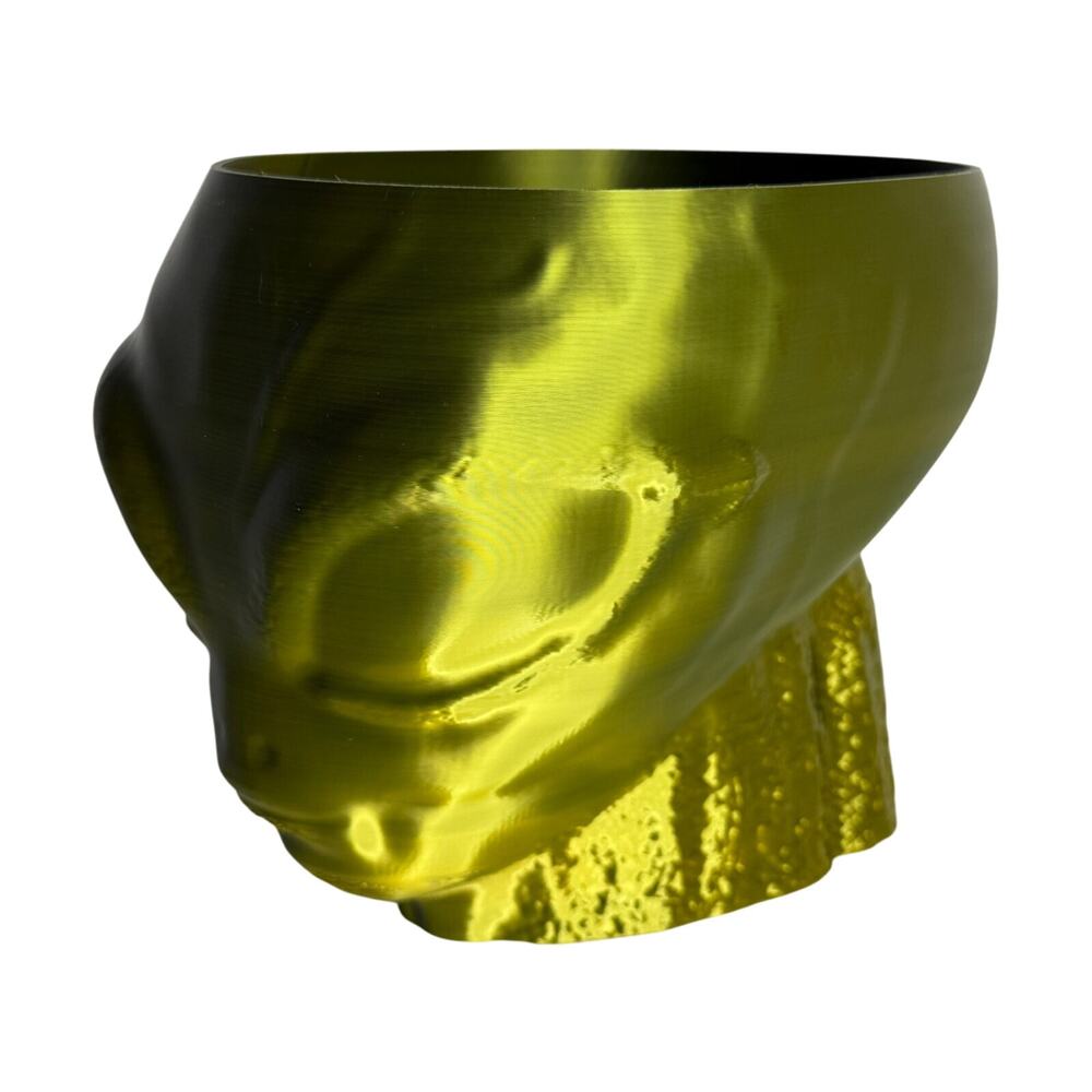 Alien Head Planter Pot 6.5" Glossy Gold Black Sci Fi Decor Modern Bowl
